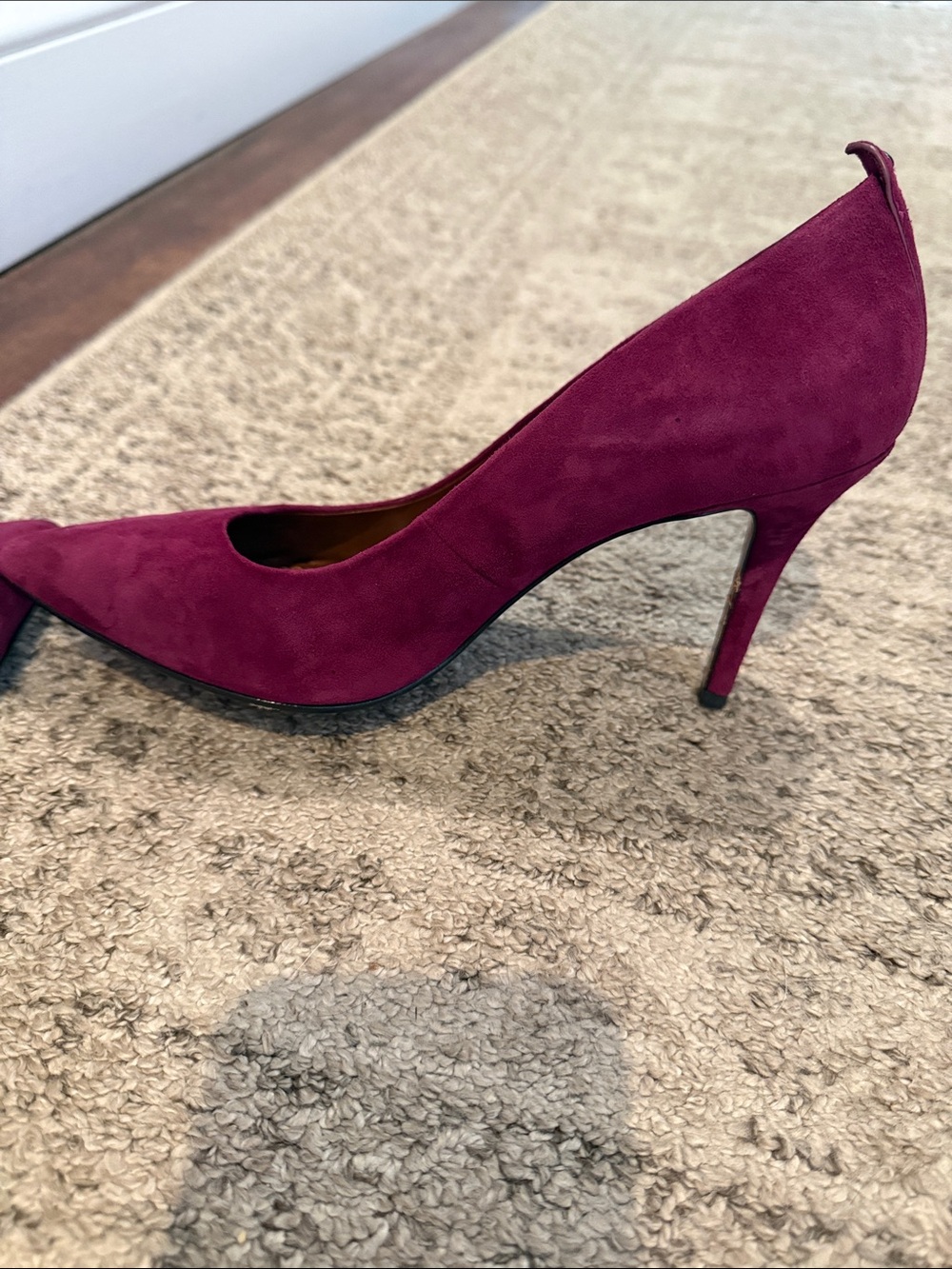 Coach Wine Suede Pointed-Toe Stiletto Pumps - Picture 6 of 9